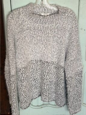 Maurices Gray Marled Fuzzy Crewneck Sweater
